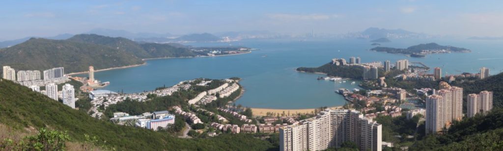 Ferrari-price golf buggy: Panoramic view of Discovery Bay