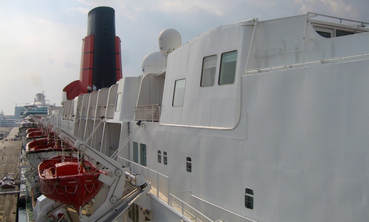 QE2: Side of the majestic liner