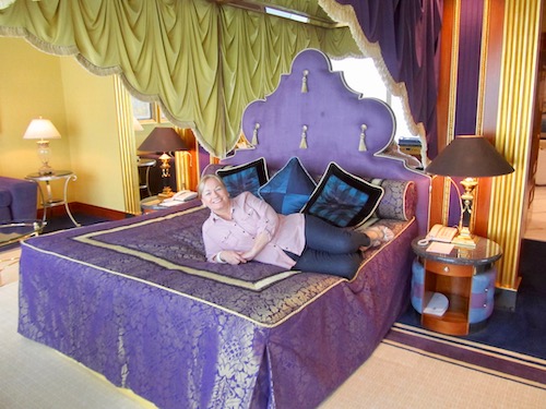 Sue in Burj Al Arab bedroom