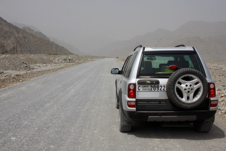 Car on desert road