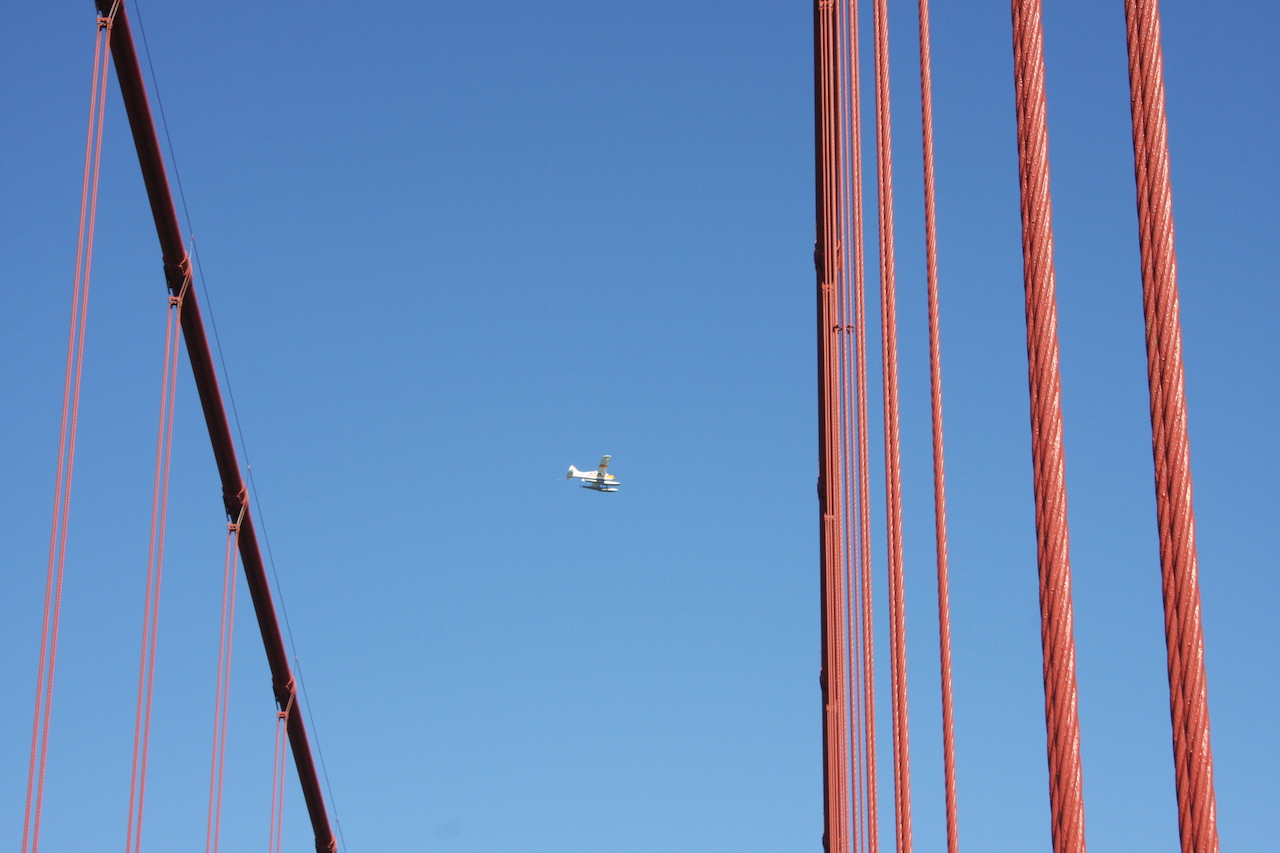 Seaplane above the bridge
