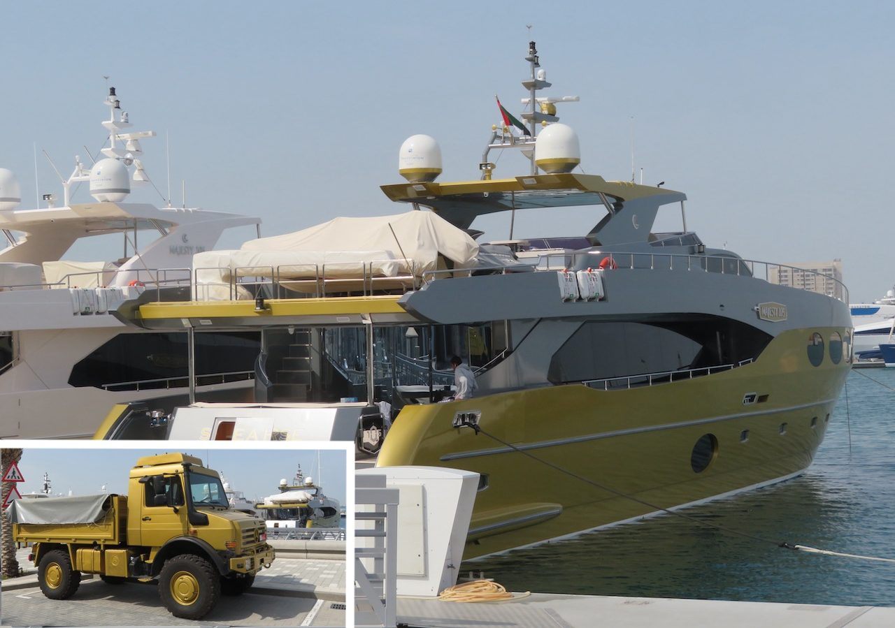 Gold yacht and matching truck