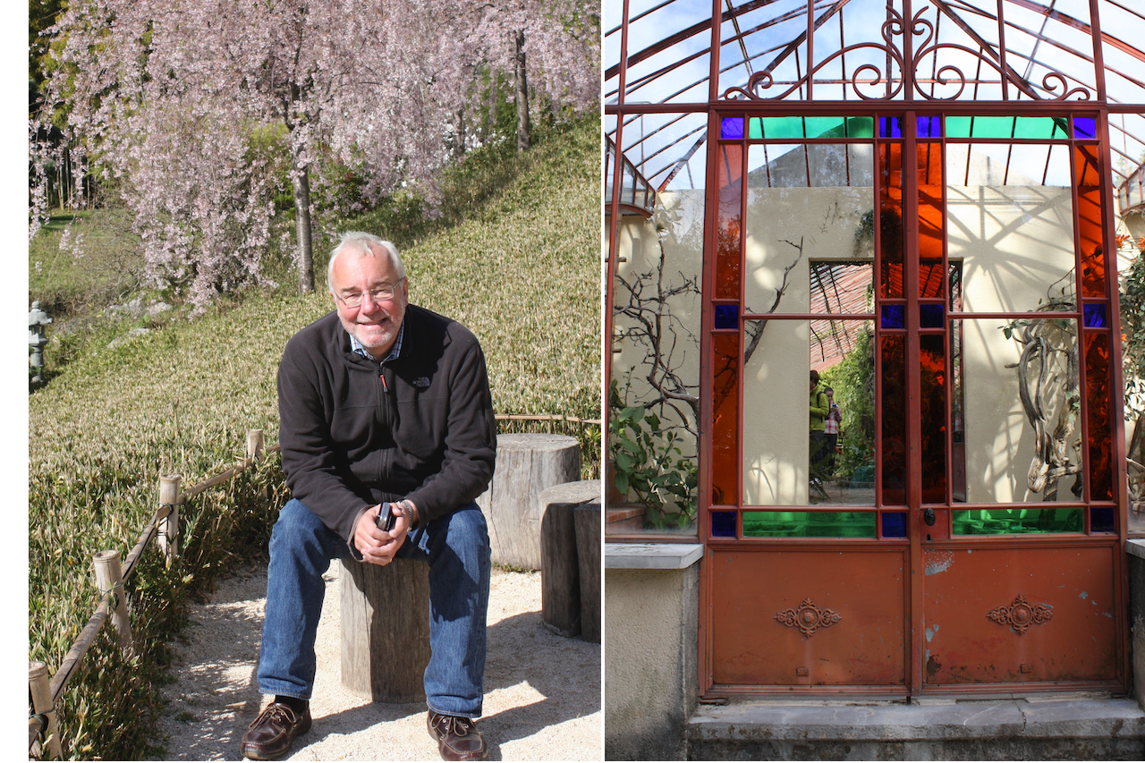 Colin in Japanese garden, and greenhouse