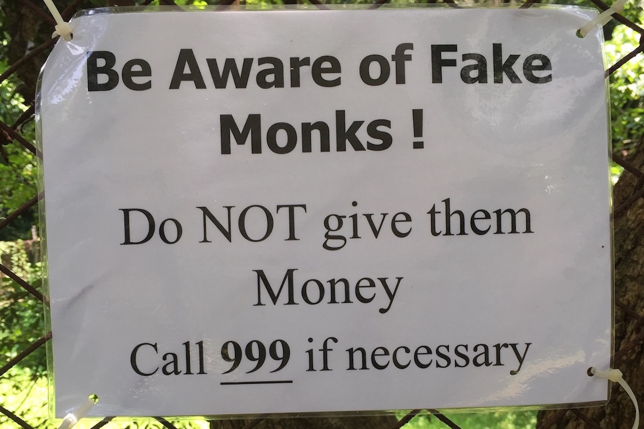Fake monks sign