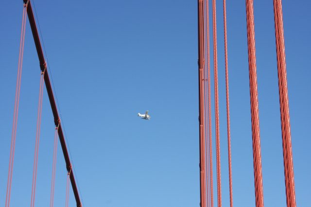 Seaplane above the bridge
