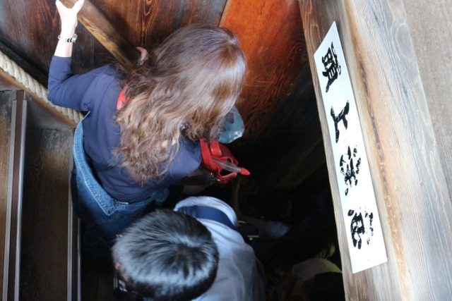 Steep staircase to get to viewing balcony